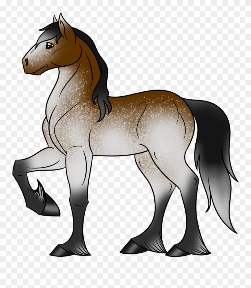 Stallion Black, Brown, White Clydesdale Sabino Paint Clipart
