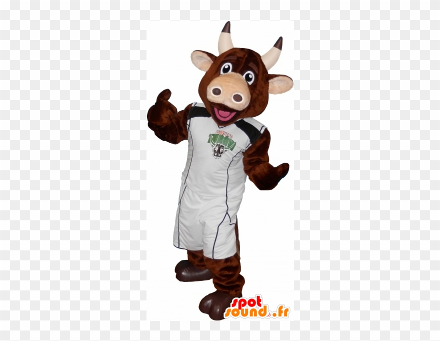 Purchase Brown Cow Mascot With Holding Basketball In Clipart
