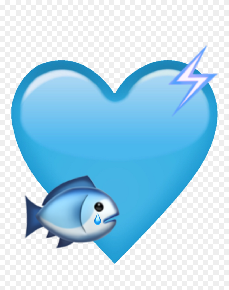 Blue Heart Emoji Fish Electric Electricity Cute Sticker Clipart