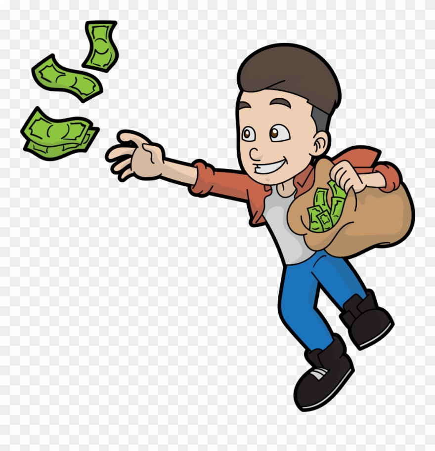Cartoon Man Catching Money Clipart