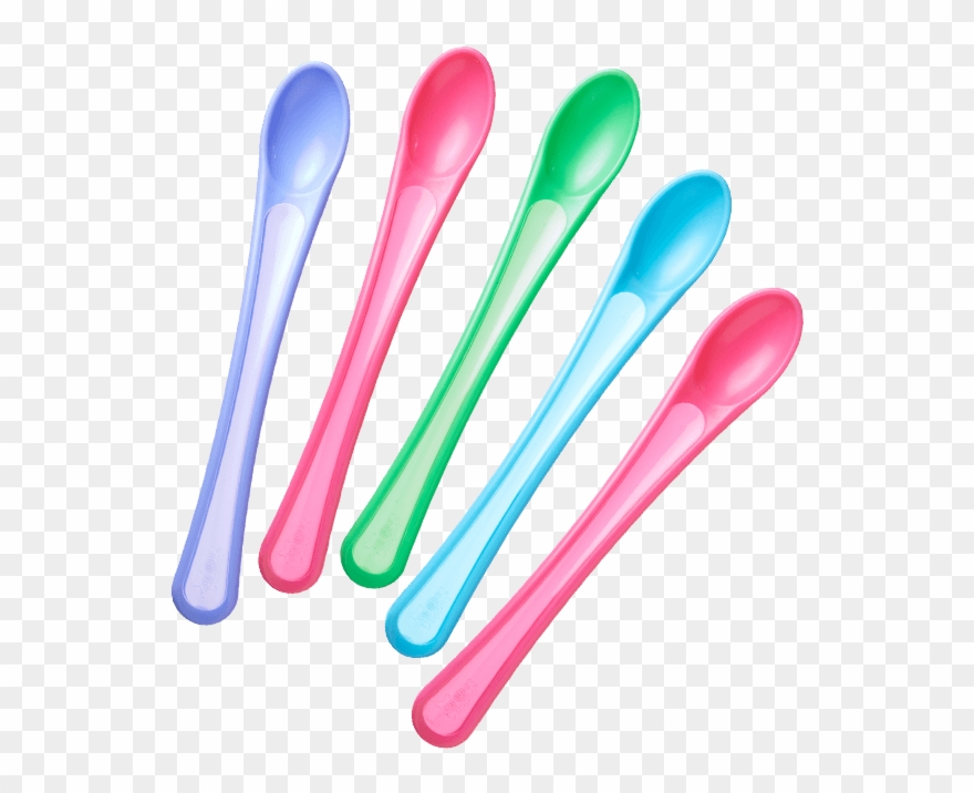 Soft Tip Feeding Spoons Pink & Green Clipart