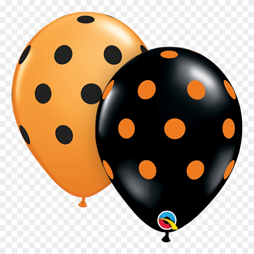 25 Polka Dot 11" Latex Balloons Orange/black Mix Halloween Clipart