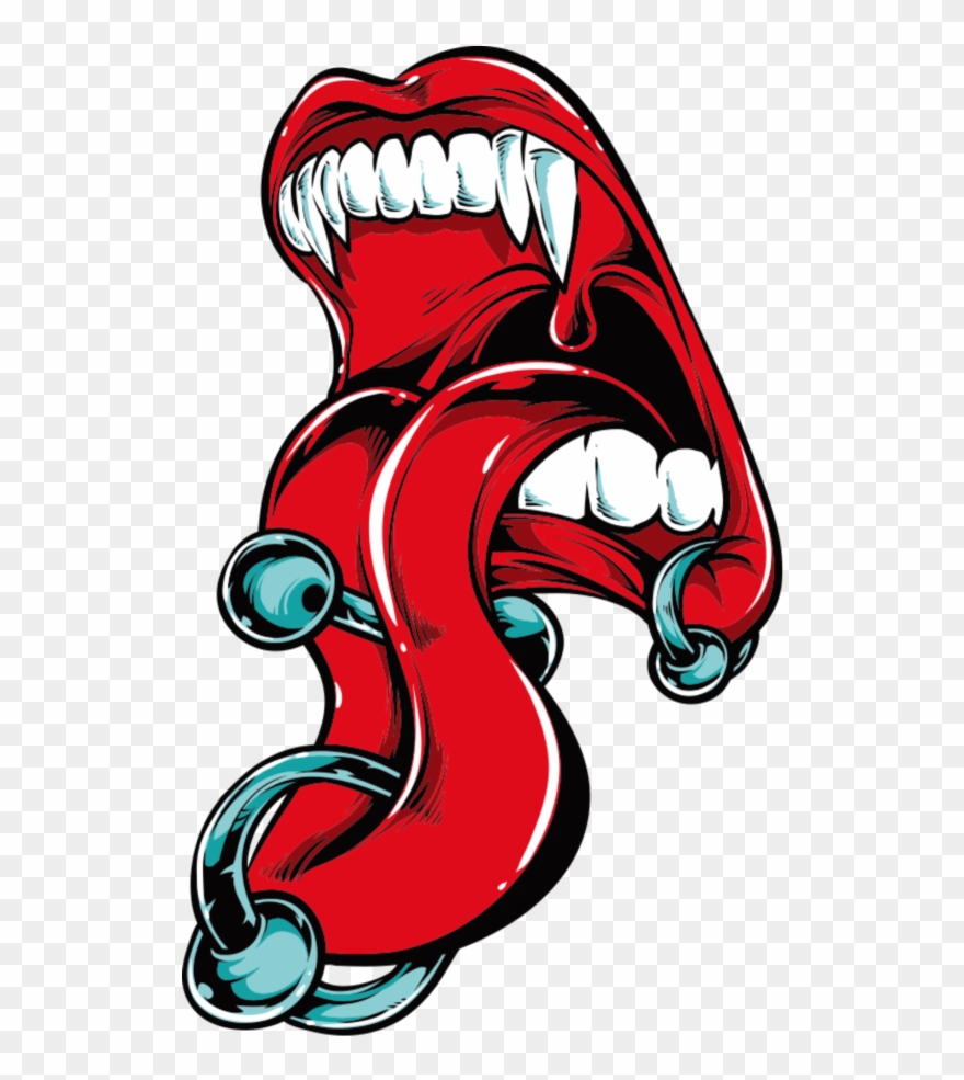 Mq Red Mouth Lips Vampire Piercings Clipart