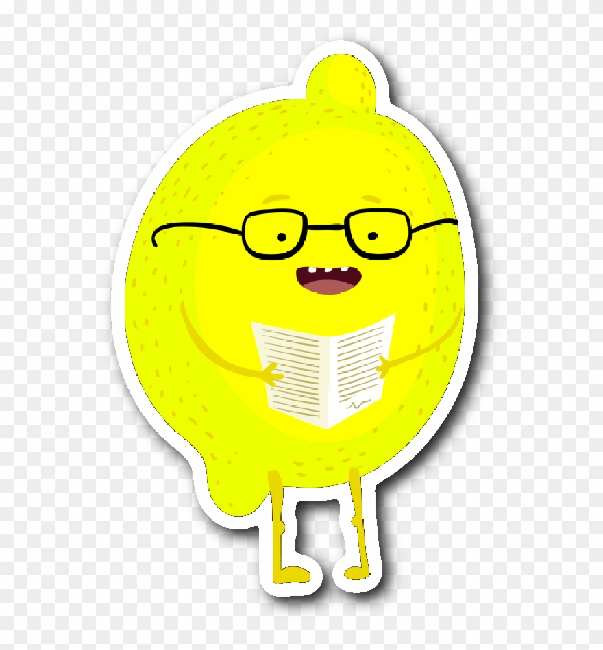 Lemon Reading A Book Sticker Clipart