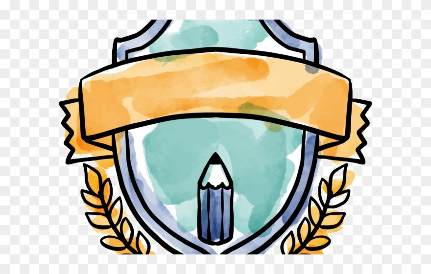 Drawn Shield Ribbon Logo Clipart