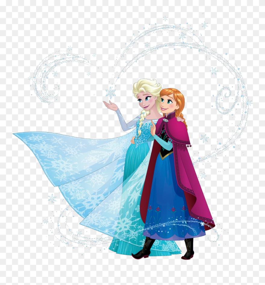 Anna And Elsa With Snow Magic Clipart
