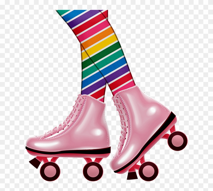 Cartoon Drawing Of Rainbow Striped Legs Wearing Pink Clipart