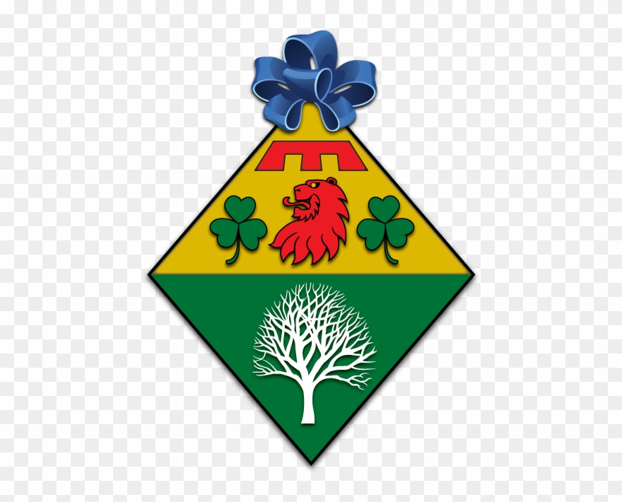 Per Fess, Or And Vert, In Chief Between Two Trefoils Clipart