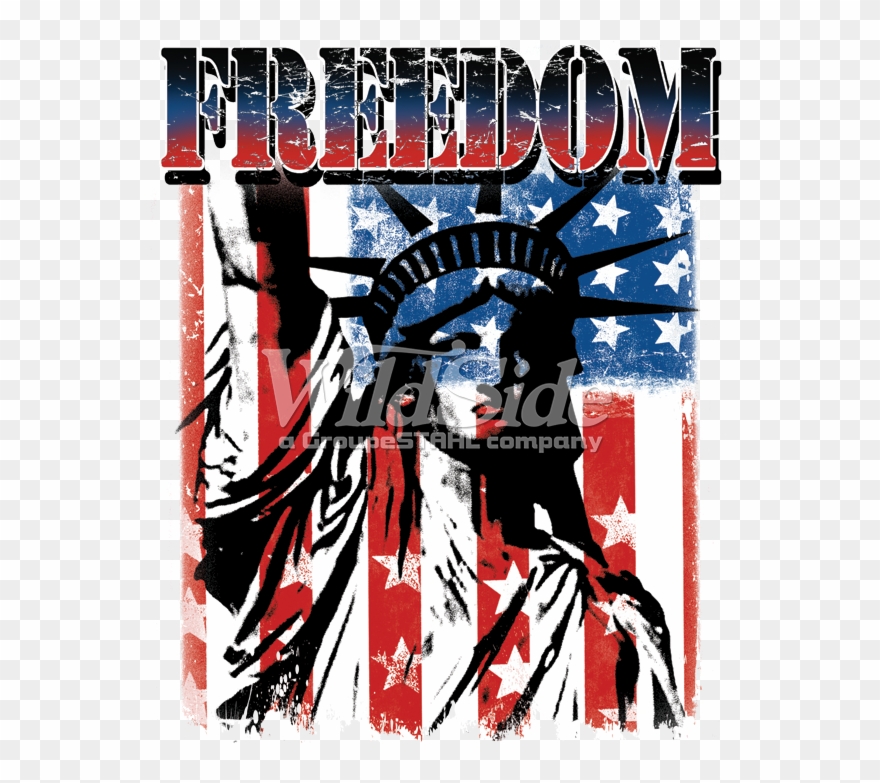 Freedom Flag With Lady Liberty Clipart