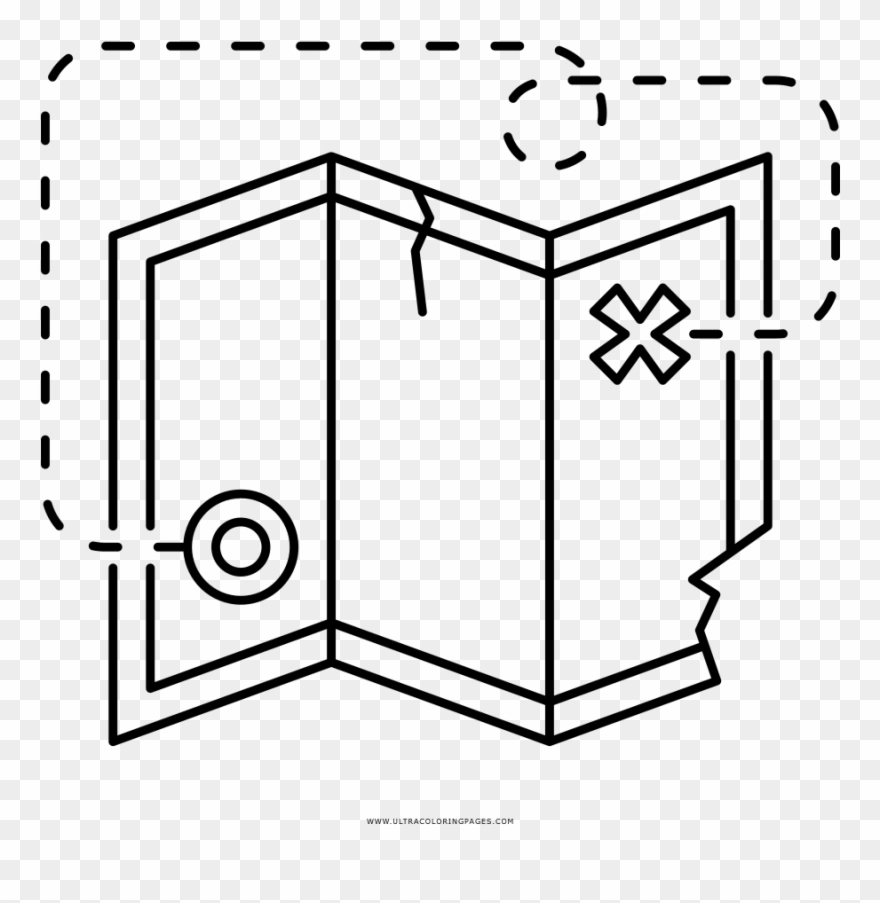 Treasure Map Coloring Page Clipart