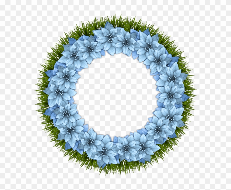 Blue Christmas Wreath Christmas Frames, Christmas Card Clipart