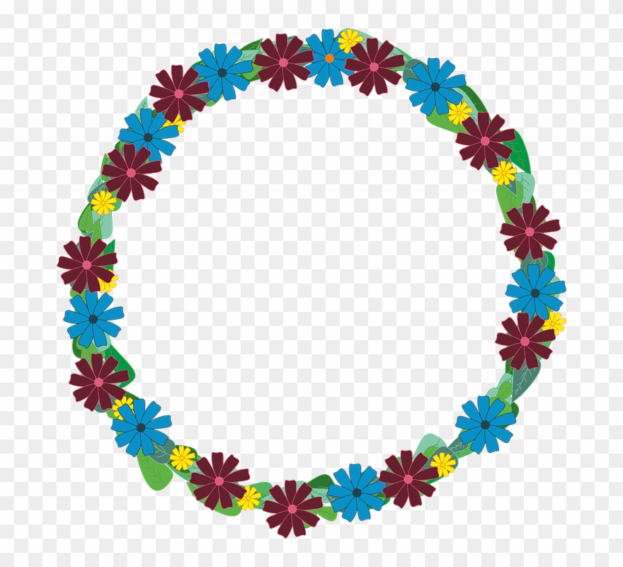 Flowers, Wreath, Blue, Foliage Clipart