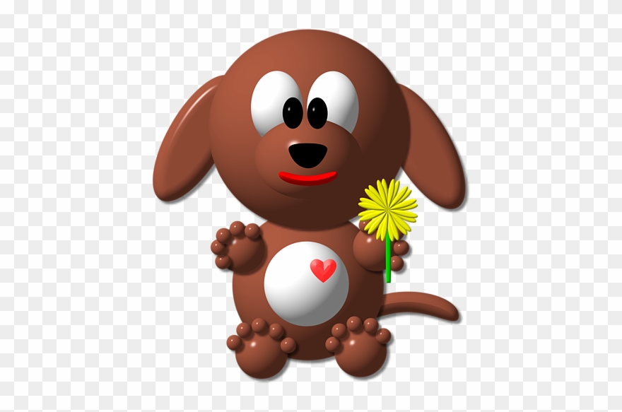 Art Cute Dog With Dandelion By Clipart