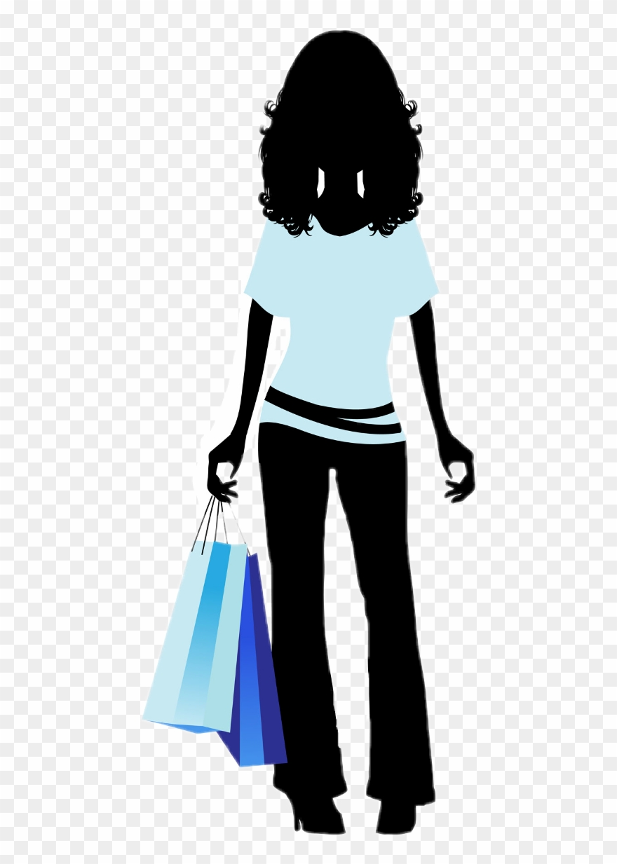 Girl With Shopping Bags Clipart - Png Download