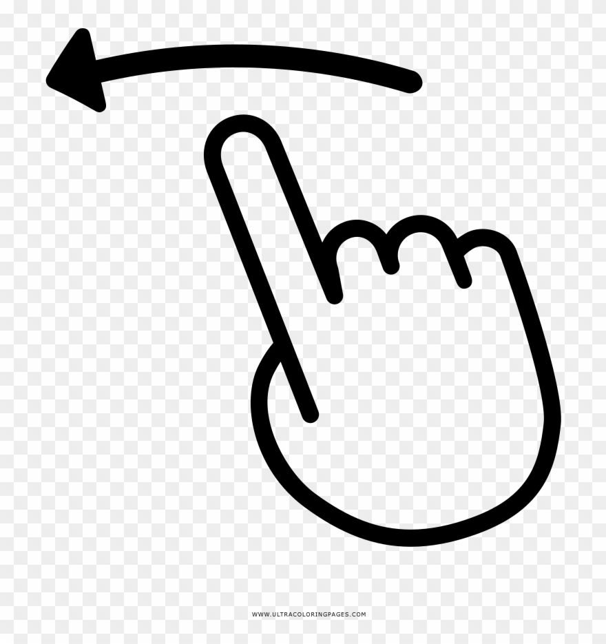 One Finger Swipe Left Coloring Page Clipart