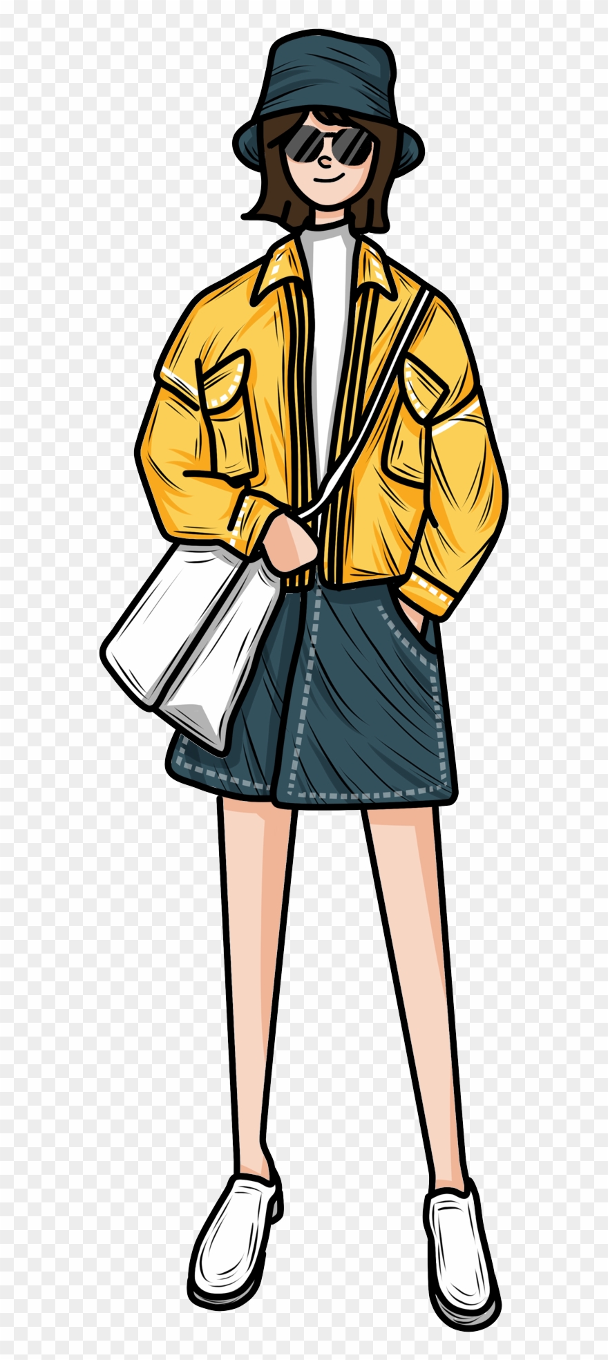 Cartoon Female Girl Tide Png And Psd Clipart