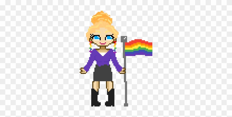 Girl Holding Gay Pride Flag Clipart