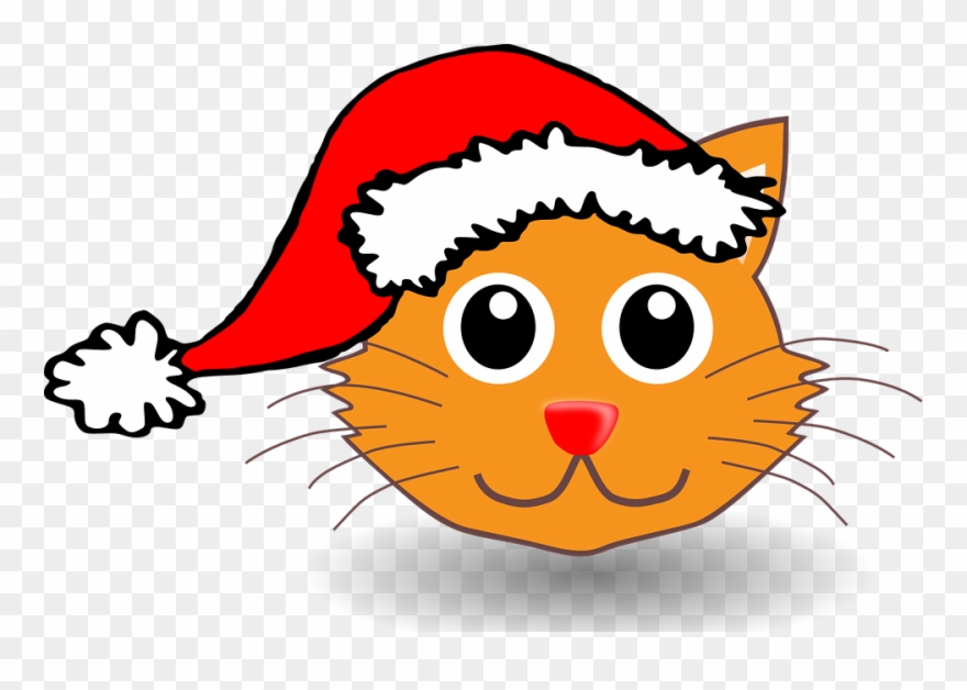 Free Png Download Cartoon Cat With Santa Hat Png Images Clipart