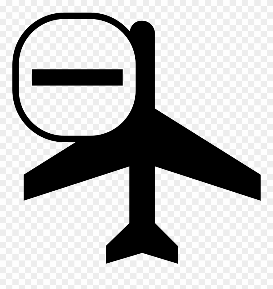 Civilian Airplane Black Silhouette With A Minus Sign Clipart