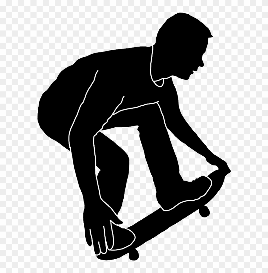 Skateboard Clip Art Silhouette - Png Download