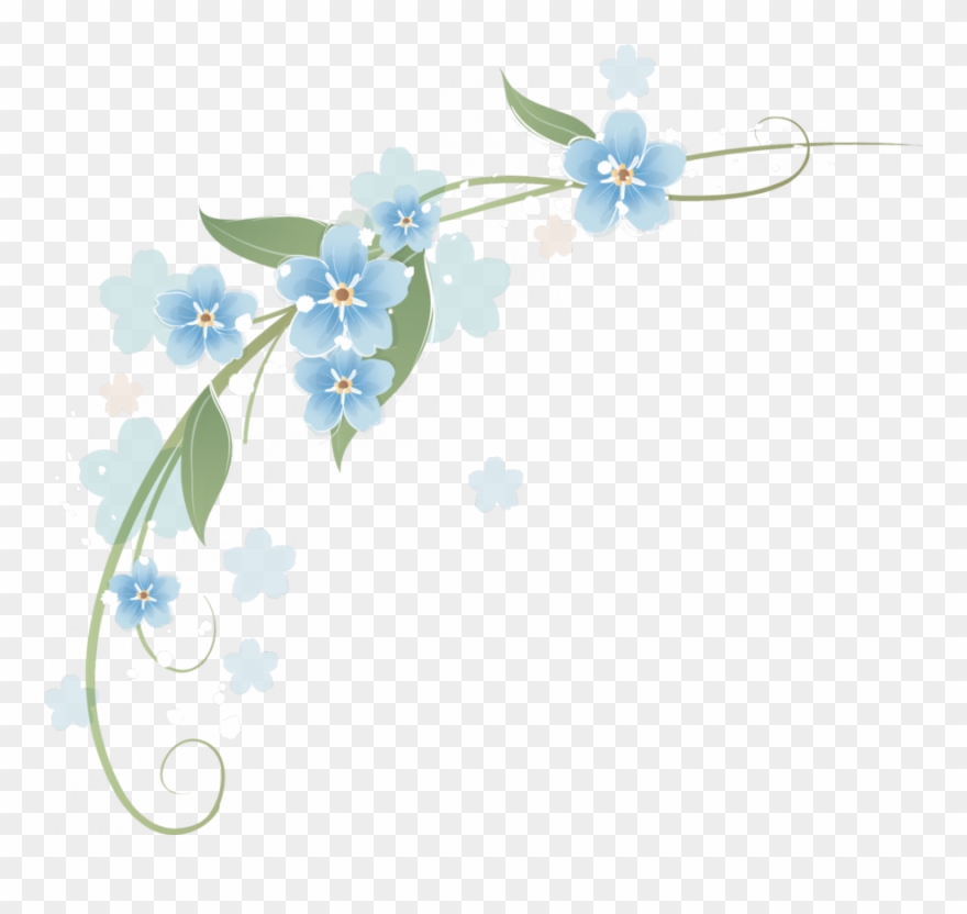 Esquinero De Flores Azules Clipart Flower Borders And - Esquinero De Flores Azules - Png Download