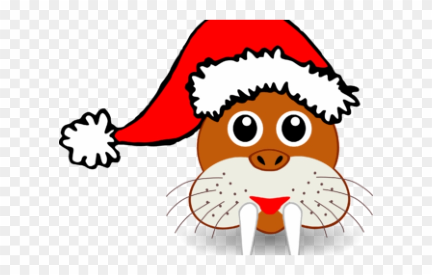 Santa Hat Clipart Nice - Seal Santa Note Cards (pk Of 10) - Png Download