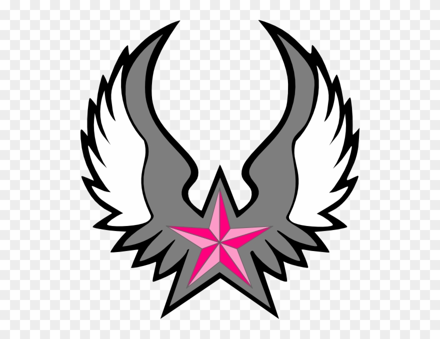 Pink Nautical Star Wings Clip Art - Star Logo With Wings - Png Download