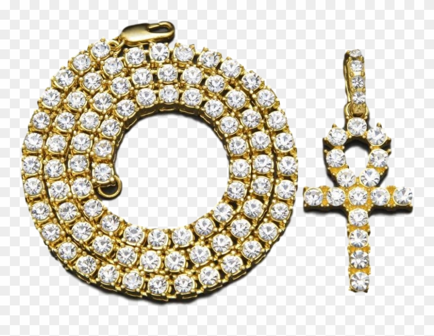 Clip Art Transparent Ankh Drawing Gold - Gold Plated Egypt Ankh Cross Key Pendant Hip Hop Necklace - Png Download