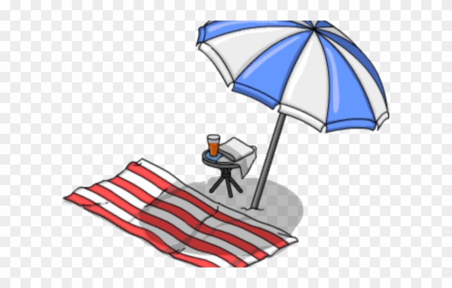 Beach Ball Clipart Pool Towel - Umbrella - Png Download
