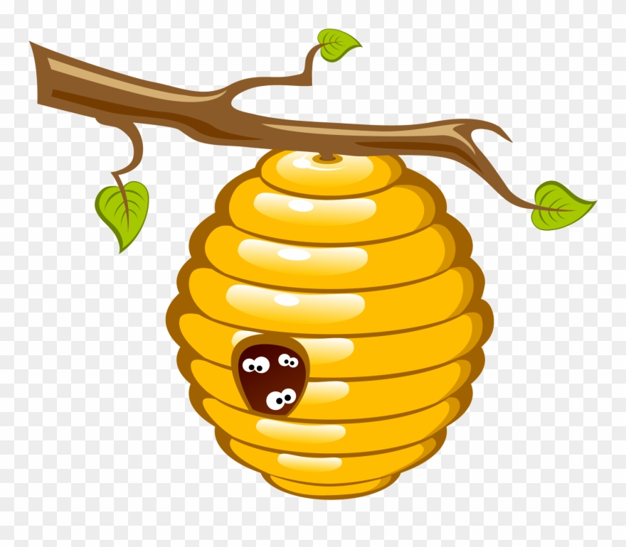 Honey Bee Beehive Clip Art - Bee And Beehive Clipart - Png Download
