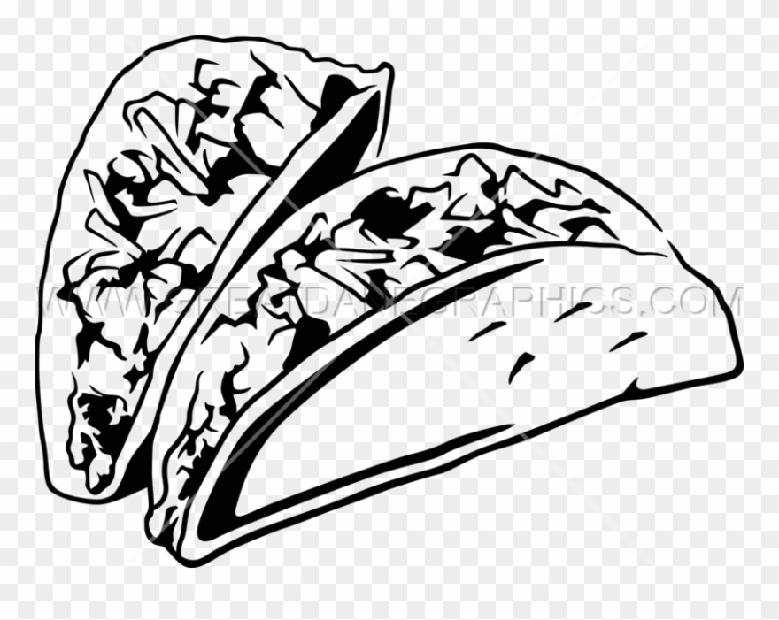 Black And White Taco - Black And White Taco Png Clipart