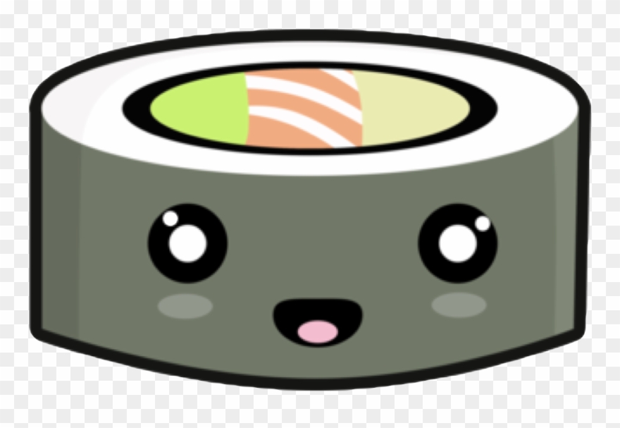 Kawaii Sushi Fish Algi Japan Rice Face Happy Cute Black - Cute Kawaii Sushi Stickers Png Clipart