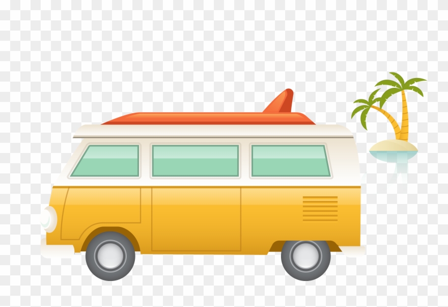 Surfboard Clipart Van Car - Car - Png Download