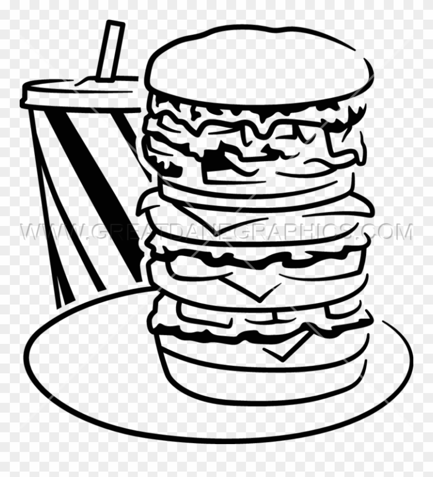 Super Burger Production Ready - Burger In Black And White Png Clipart