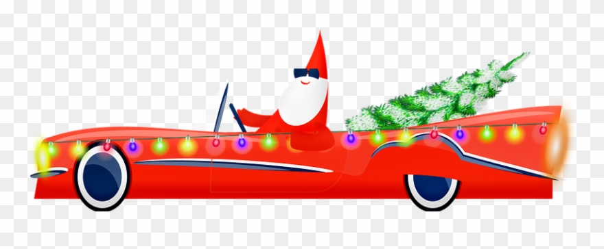Weihnachten Auto, Santa Claus - Christmas Santa Claus And Car 2014 Clipart