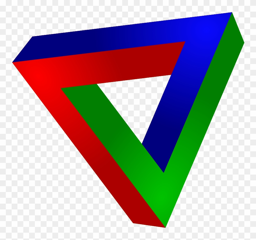 Triangle Clip Art - Optical Illusion Triangle Colored - Png Download