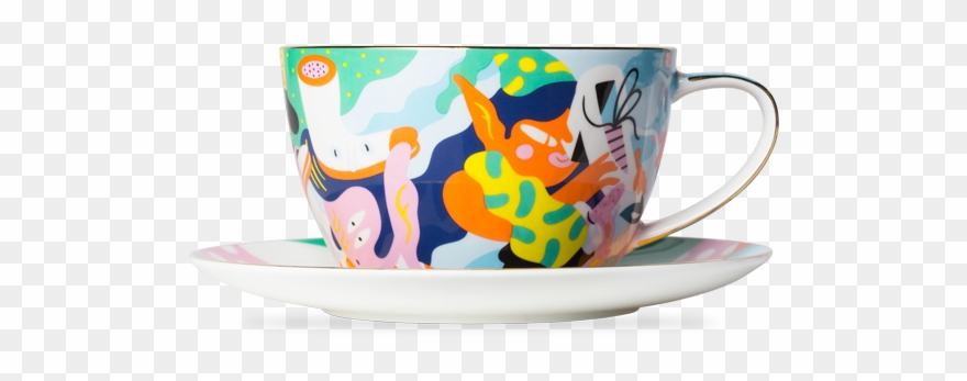 T2 X Brolga Cup And Saucer Clipart