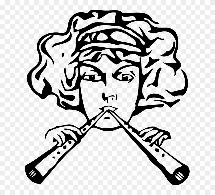 Girl Clipart Flute - Png Download
