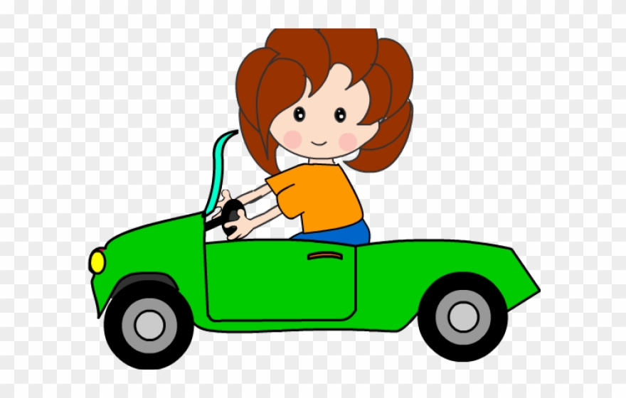 Driving Clipart Girl - Png Download
