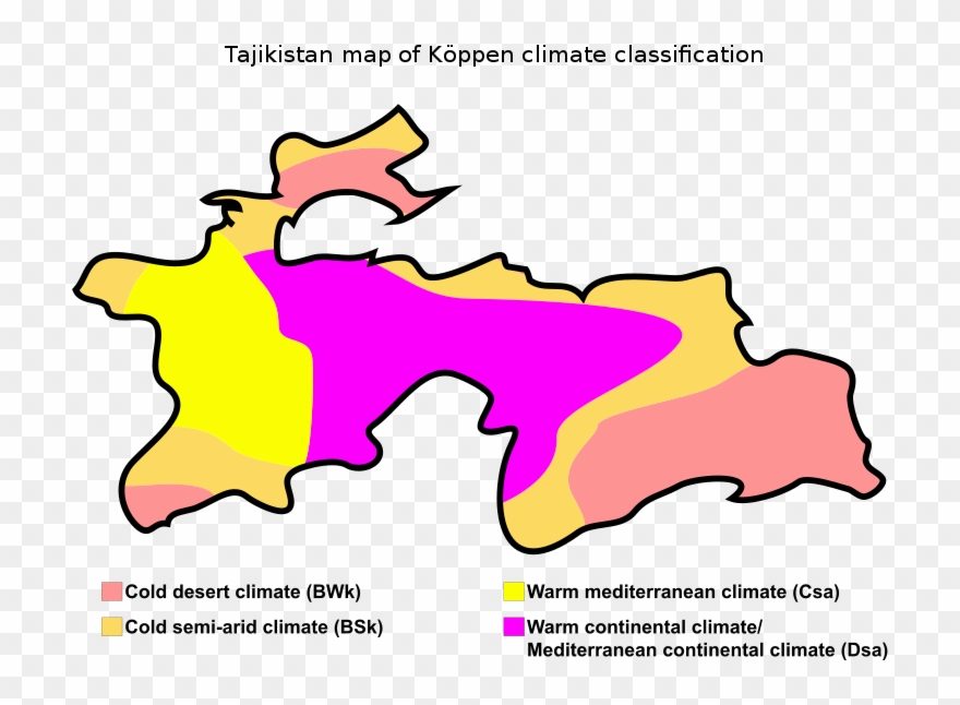 Tajikistan Map Of Köppen Climate Classification Clipart