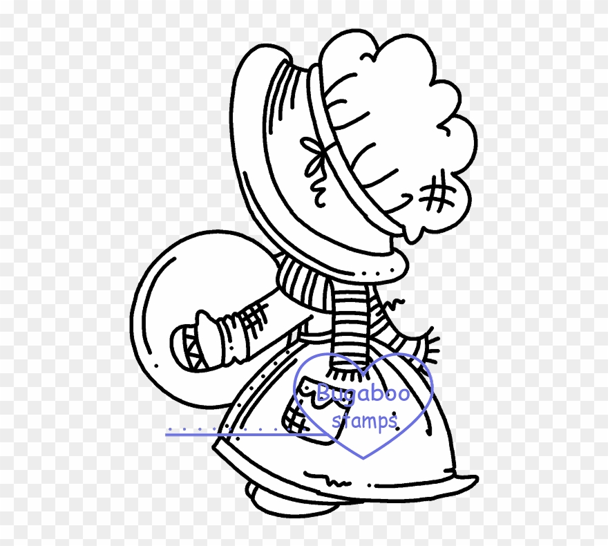 Sunbonnet Winter 2 Digi Stamps, Images, Clip Art, Coloring - Png Download