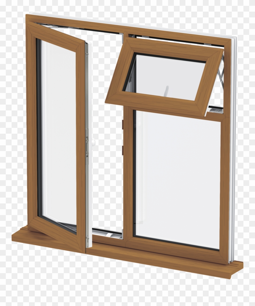 Golden Oak Upvc Casement Window Clipart