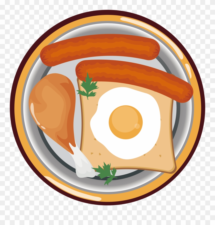 Fried Egg Fried Chicken Ham Breakfast Clipart