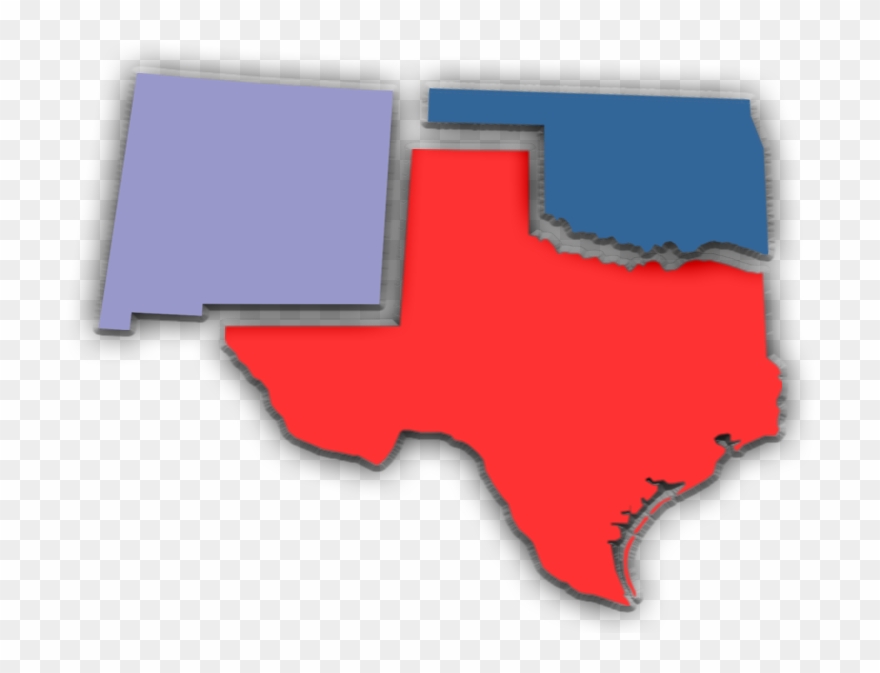 Map Outline Texas Red, New Mexico, Light Blue And Oklahoma, Clipart