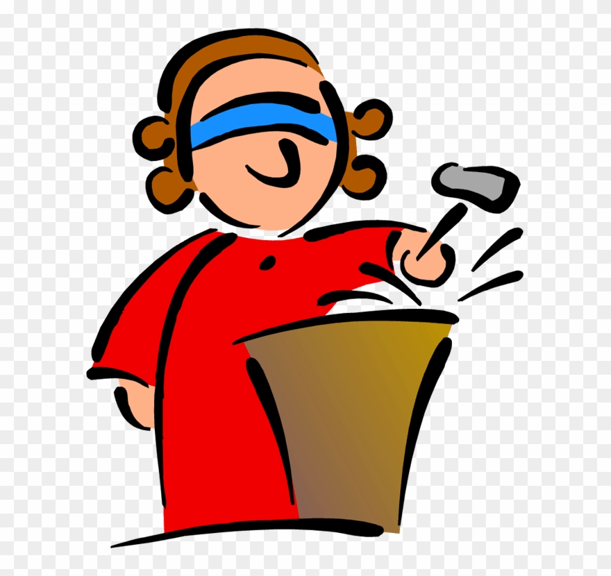 Judge Female With Blindfold Standing After Hammering Clipart