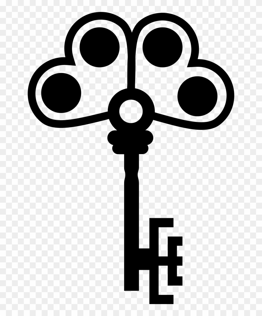 Key With Two Hearts With Dots Comments Clipart