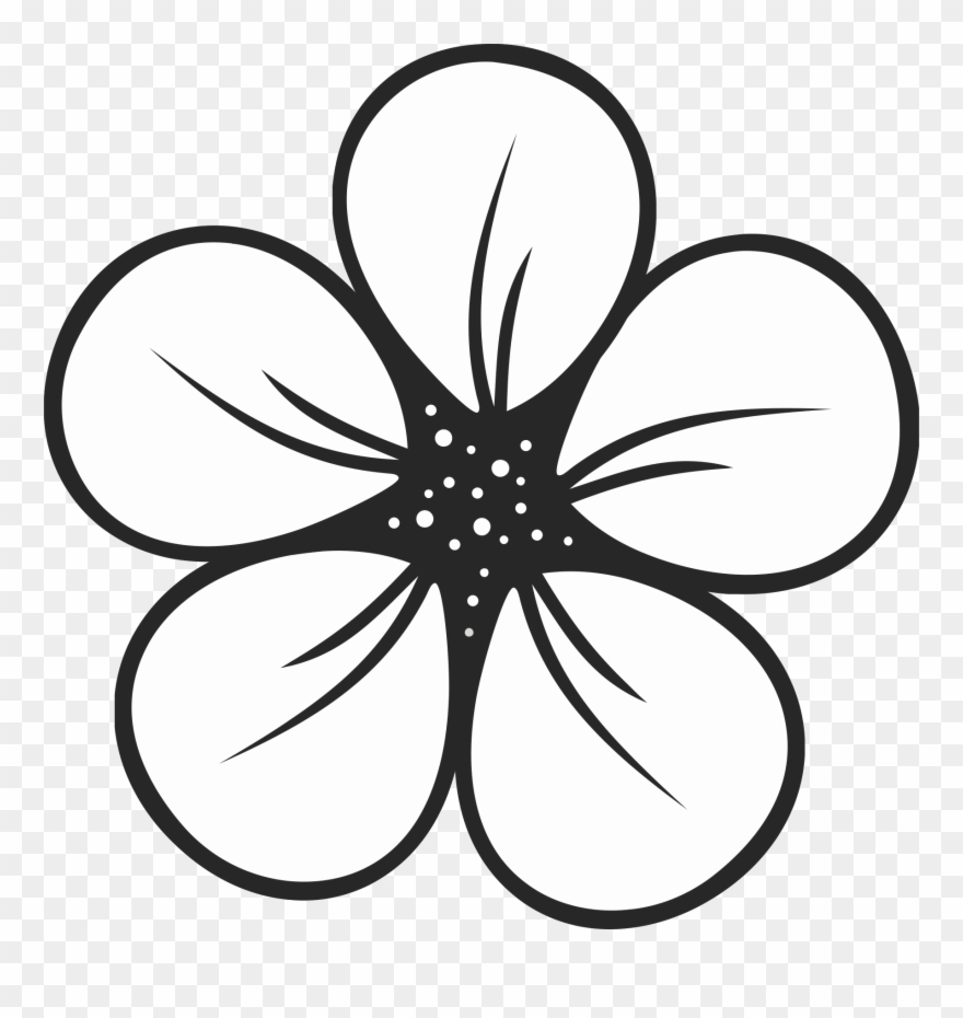 Charming Hibiscus Flower Rubber Stamp Clipart