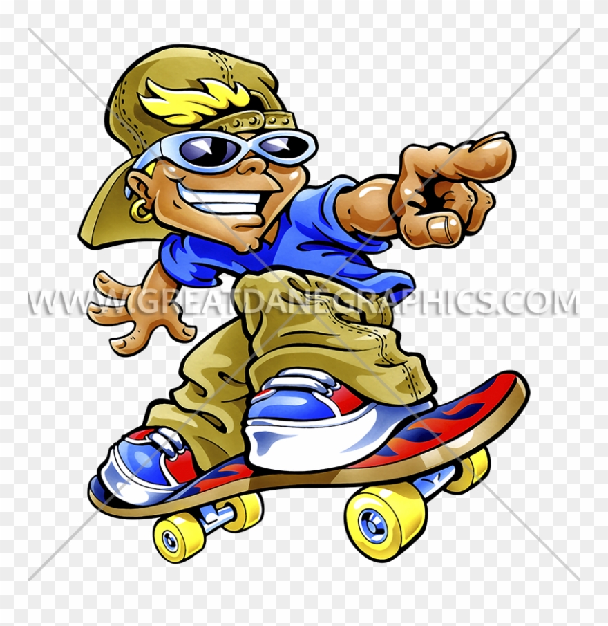 Cartoon Skateboarder Production Ready Clipart