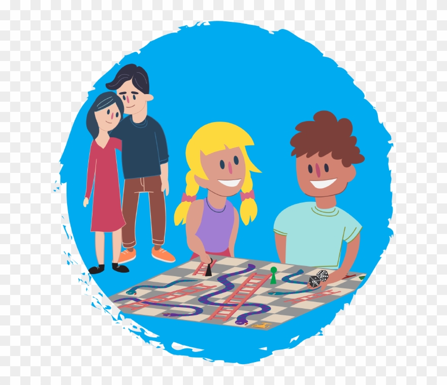 Stepbrother And Sister Playing Board Games Clipart