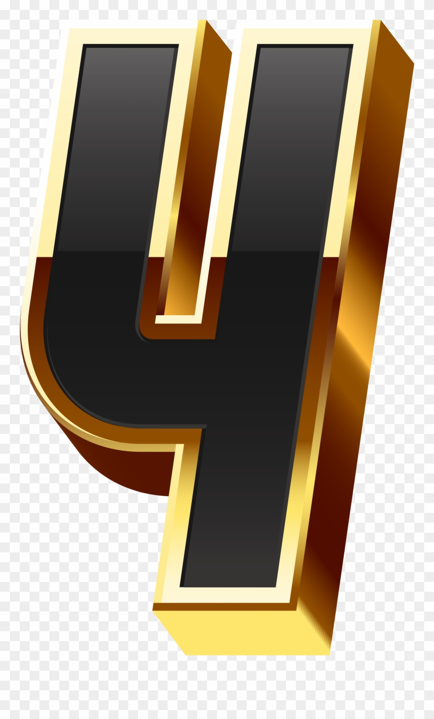 Number Four Gold Black Transparent Image Clipart